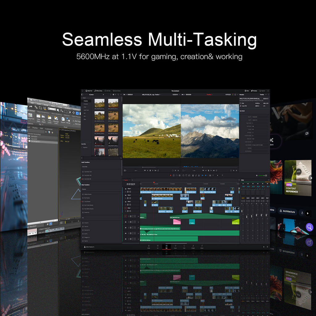 SIX DDR5 RAM 5600MHz UDIMM Desktop Memory - 1.1V Low Voltage, On-Die ECC, 288-Pin Memory Module