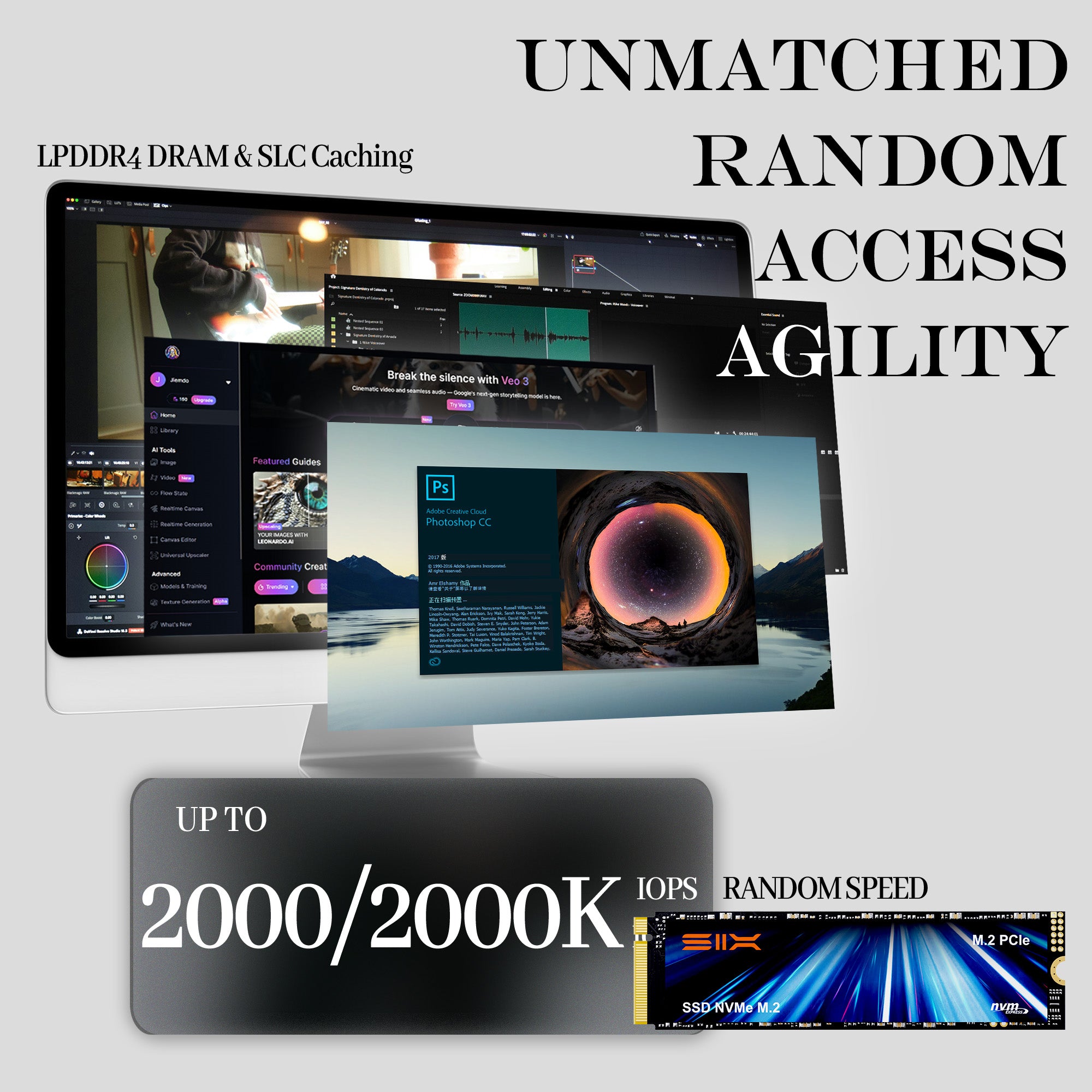 SIX NVME M.2 SSD - PCIe gen 5.0x4 X15000 SSD M.2 2280, Seq. Speed Up to 14,300MB/s,AI Computering Gaming by Internal Solid State Hard Drive for Laptop/Desktop with Heatsink