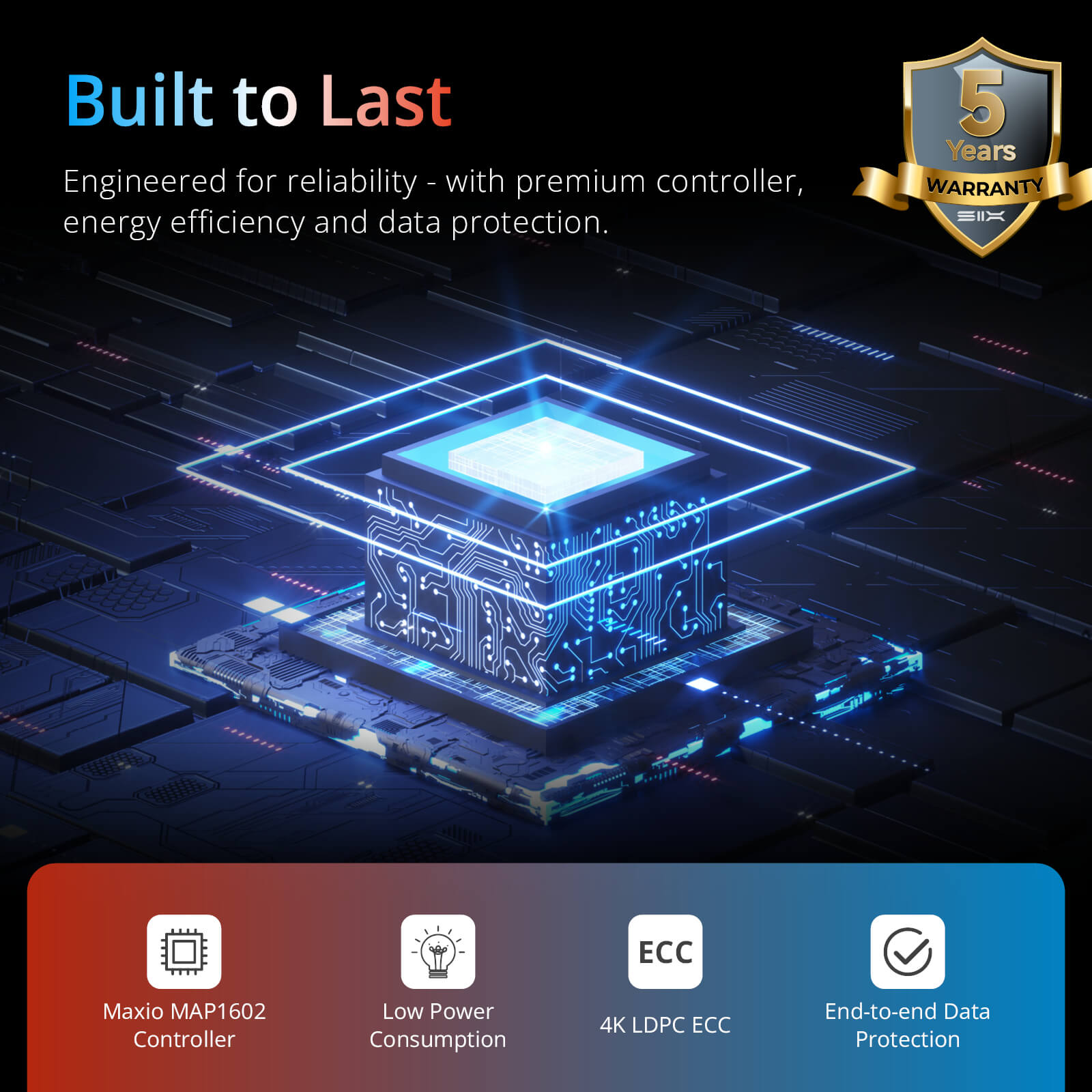 SIX X4000 M.2 SSD PCIe Gen3x4 NVME SSD Solid State Drive - Up to 3000MB/s Read, 1300MB/s Write