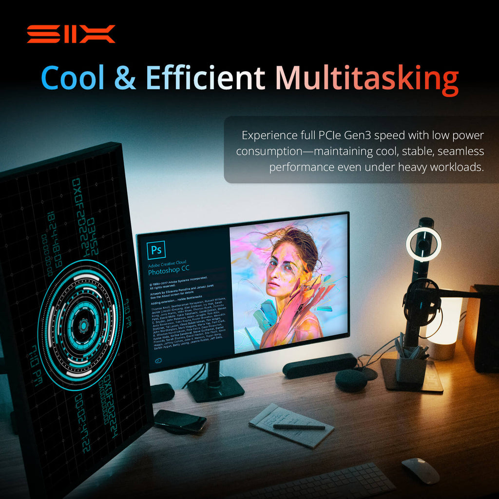 SIX X4000 M.2 SSD PCIe Gen3x4 NVME SSD Solid State Drive - Up to 3000MB/s Read, 1300MB/s Write