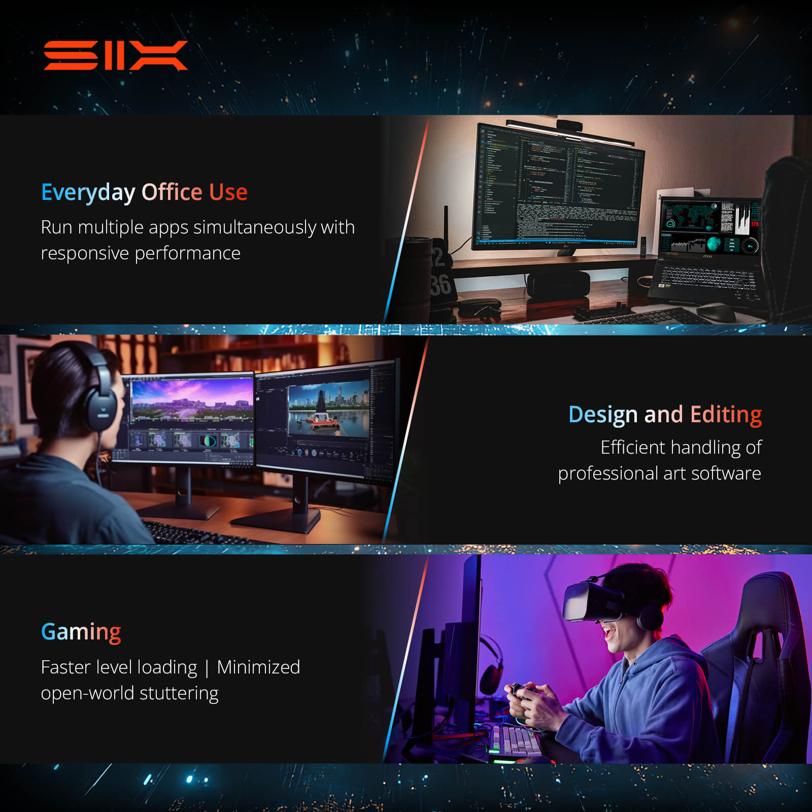 SIX X4000 M.2 SSD PCIe Gen3x4 NVME SSD Solid State Drive - Up to 3000MB/s Read, 1300MB/s Write