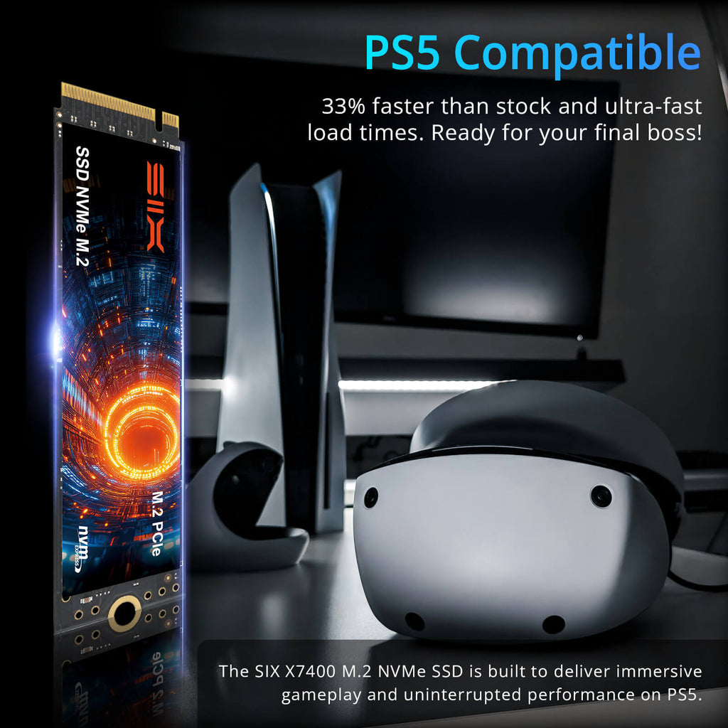 SIX NVME M.2 SSD PCIe 4.0 - m.2 2280 ssd, Read UP to 7350MB/s for Gaming PS5 Memory Storage Expansion with Heatsink