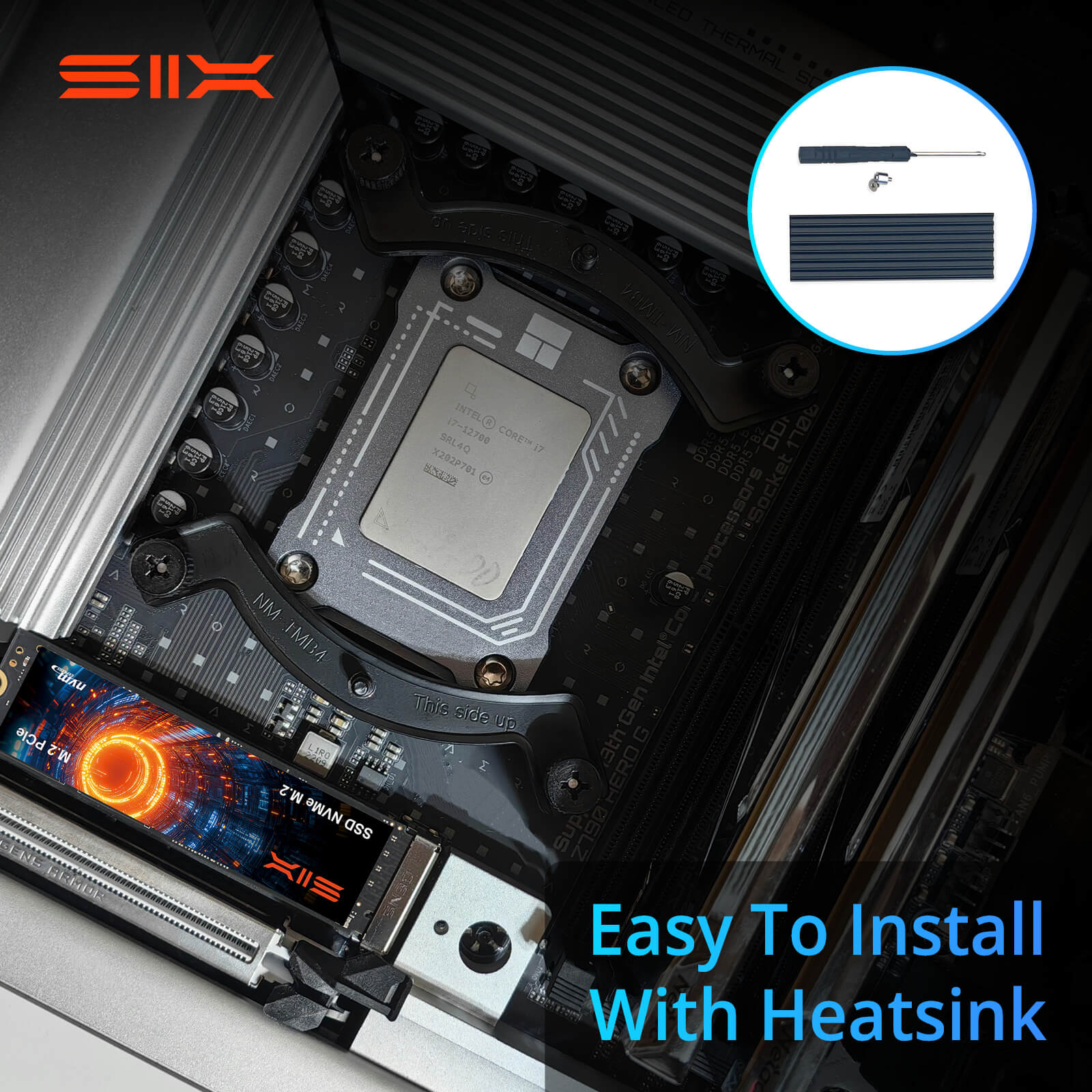 SIX NVME M.2 SSD PCIe 4.0 - m.2 2280 ssd, Read UP to 7350MB/s for Gaming PS5 Memory Storage Expansion with Heatsink