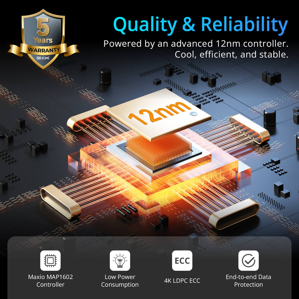 SIX NVME M.2 SSD PCIe 4.0 - m.2 2280 ssd, Read UP to 7350MB/s for Gaming PS5 Memory Storage Expansion with Heatsink